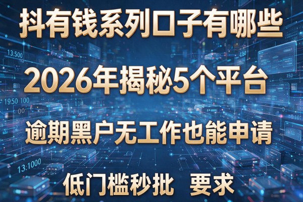 抖有钱系列口子有哪些 2026年揭秘5个平台 逾期黑户无工作也能申请 低门槛秒批