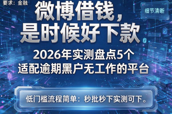 微博借钱是时候好下款 2026年实测盘点5个适配逾期黑户无工作的平台 低门槛流程简单秒批秒下实测可下!