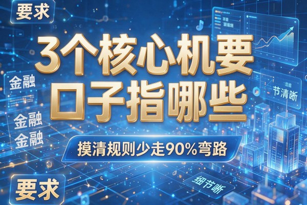 3个核心机要口子指哪些，摸清规则少走90%弯路！