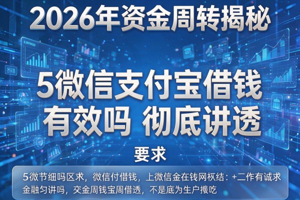2026年资金周转揭秘5微信支付宝借钱有效吗彻底讲透!