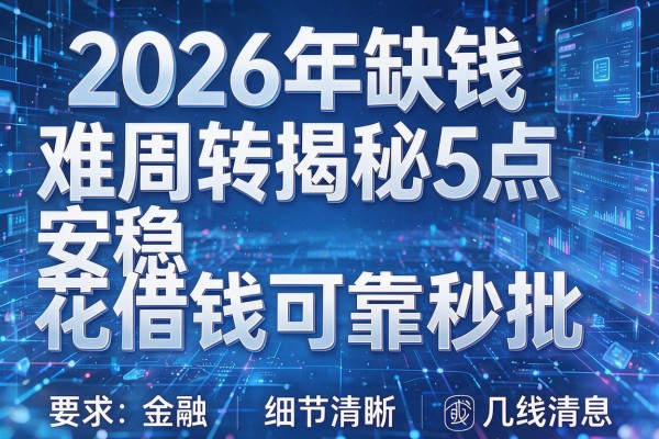 2026年缺钱难周转揭秘5点安稳花借钱可靠秒批!