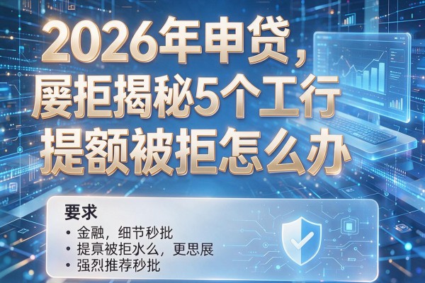 2026年申贷屡拒揭秘5个工行提额被拒怎么办强烈推荐秒批!