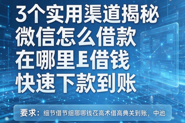 3个实用渠道揭秘微信怎么借款在哪里借钱快速下款到账!
