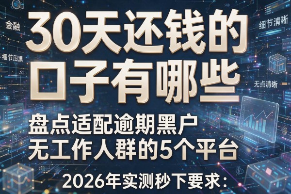30天还钱的口子有哪些 盘点适配逾期黑户无工作人群的5个平台 2026年实测秒下