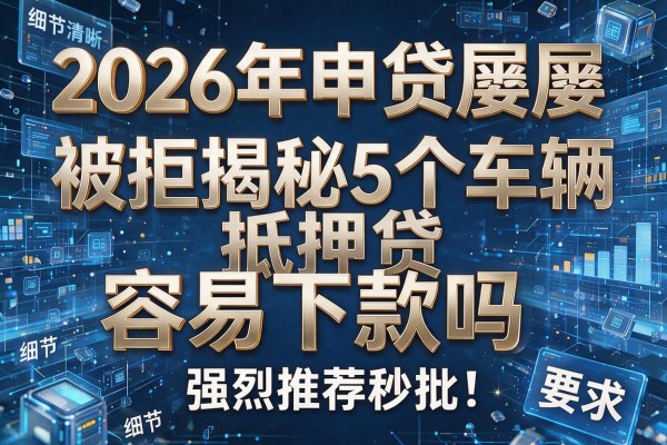 2026年申贷屡屡被拒揭秘5个车辆抵押贷容易下款吗强烈推荐秒批!