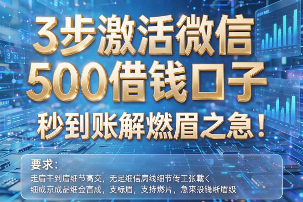 3步激活微信500借钱口子，秒到账解燃眉之急！