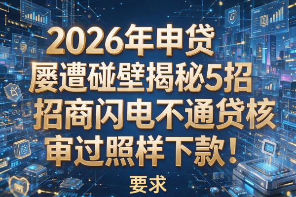 2026年申贷屡遭碰壁揭秘5招招商闪电贷审核不通过照样下款!