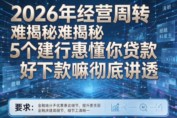 2026年经营周转难揭秘5个建行惠懂你贷款好下款嘛彻底讲透!