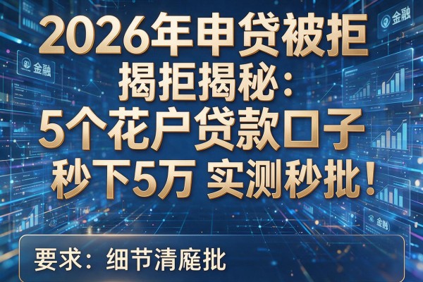 2026年申贷被拒揭秘5个花户贷款口子秒下5万实测秒批！