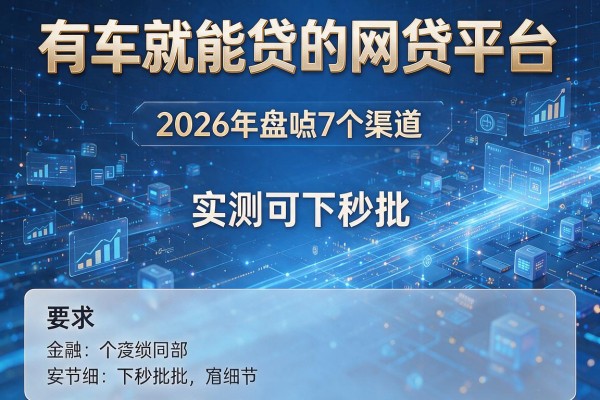 有车就能贷的网贷平台 2026年盘点7个渠道 实测可下秒批!