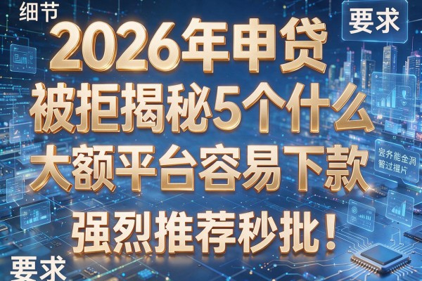 2026年申贷被拒揭秘5个什么大额平台容易下款强烈推荐秒批!