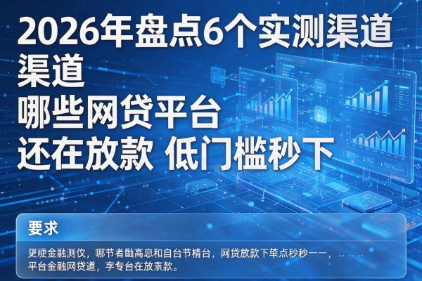 2026年盘点6个实测渠道哪些网贷平台还在放款低门槛秒下!