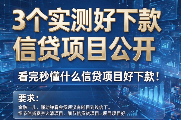 3个实测好下款的信贷项目公开,看完秒懂什么信贷项目好下款!