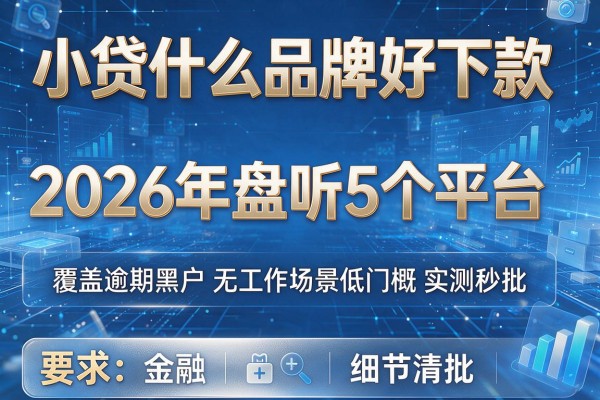小贷什么品牌好下款 2026年盘点5个平台 覆盖逾期黑户无工作场景低门槛实测秒批!