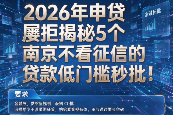 2026年申贷屡拒揭秘5个南京不看征信的贷款低门槛秒批!
