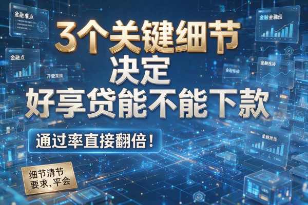 3个关键细节决定好享贷能不能下款,通过率直接翻倍!