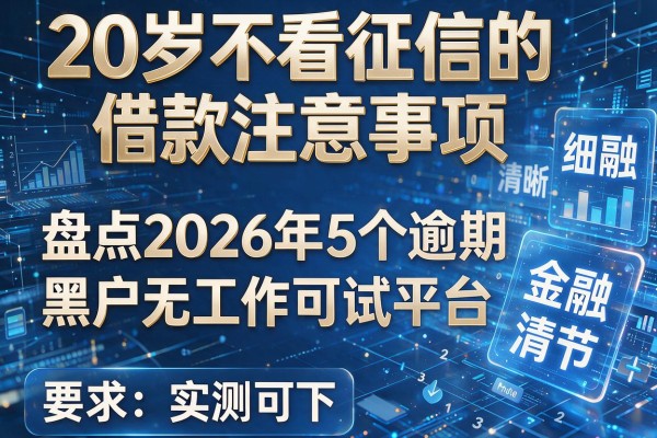 20岁不看征信的借款注意事项 盘点2026年5个逾期黑户无工作可试平台 实测可下