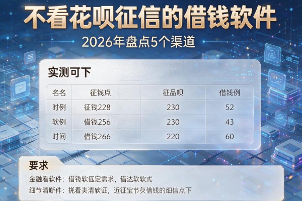 不看花呗征信的借钱软件 2026年盘点5个渠道 实测可下!