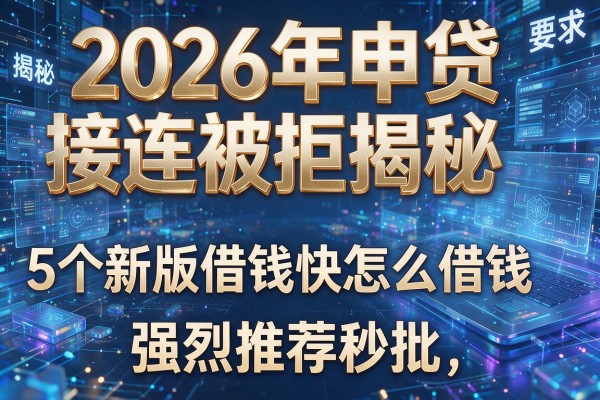 2026年申贷接连被拒揭秘5个新版借钱快怎么借钱强烈推荐秒批!