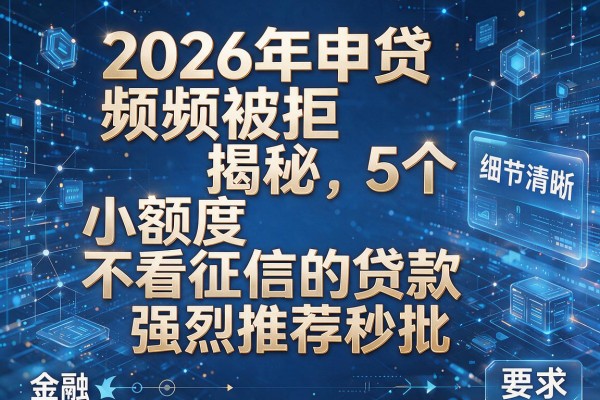 2026年申贷频频被拒揭秘5个小额度不看征信的贷款强烈推荐秒批!