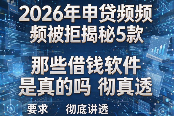 2026年申贷频频被拒揭秘5款那些借钱软件是真的吗彻底讲透!