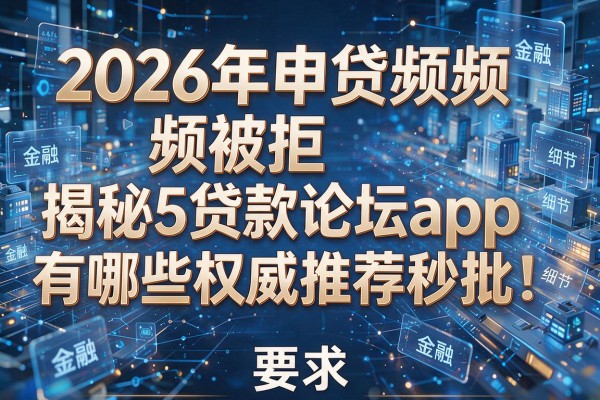 2026年申贷频频被拒揭秘5贷款论坛app有哪些权威推荐秒批!