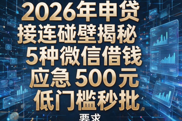 2026年申贷接连碰壁揭秘5种微信借钱应急500元低门槛秒批!
