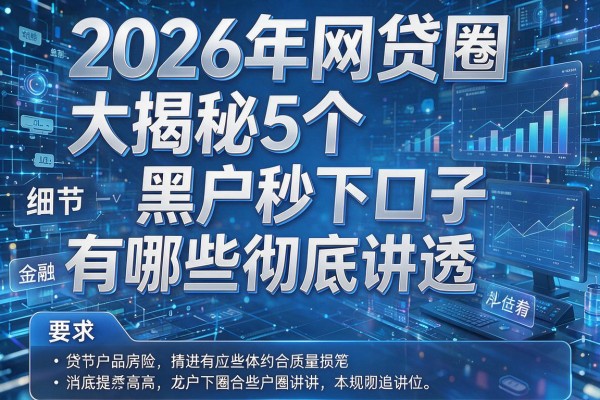 2026年网贷圈大揭秘5个黑户秒下口子有哪些彻底讲透!