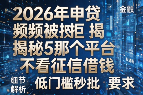 2026年申贷频频被拒揭秘5那个平台不看征信借钱权威解析低门槛秒批!