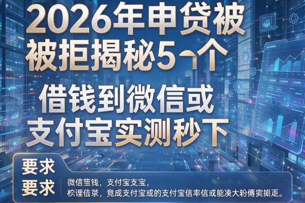 2026年申贷被拒揭秘5个借钱到微信或支付宝实测秒下!
