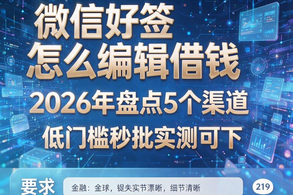 微信好签怎么编辑借钱 2026年盘点5个渠道 低门槛秒批实测可下！
