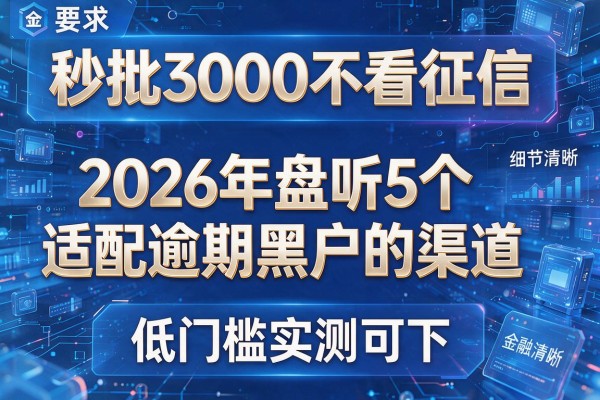 秒批3000不看征信 2026年盘点5个适配逾期黑户的渠道 低门槛实测可下!