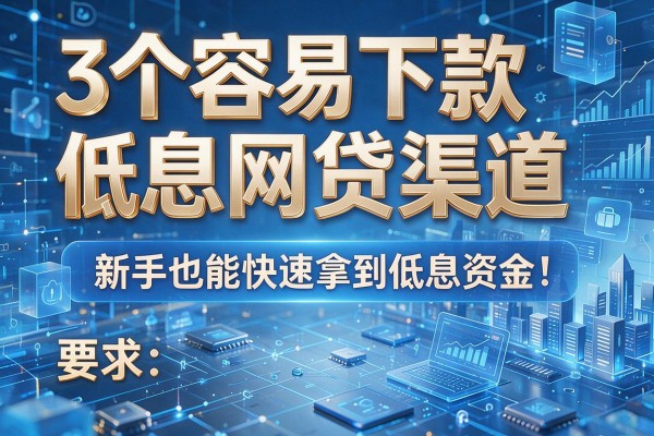 3个容易下款低息网贷渠道,新手也能快速拿到低息资金!