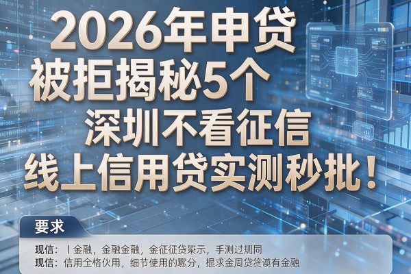 2026年申贷被拒揭秘5个深圳不看征信线上信用贷实测秒批!