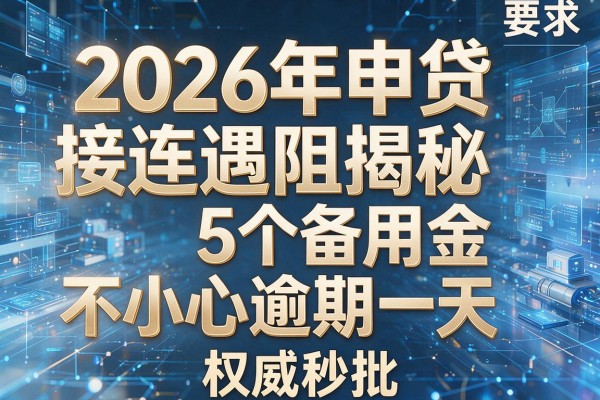2026年申贷接连遇阻揭秘5个备用金不小心逾期一天权威秒批！