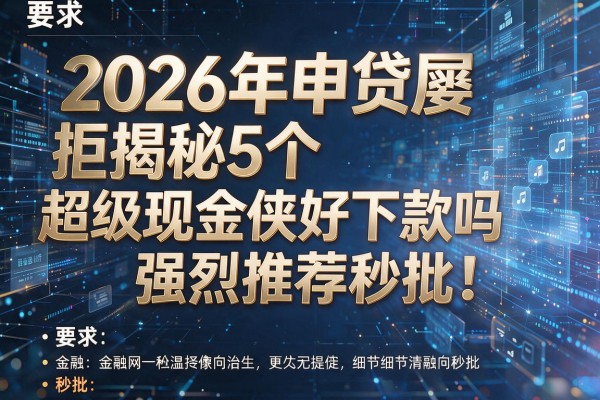 2026年申贷屡拒揭秘5个超级现金侠好下款吗强烈推荐秒批!