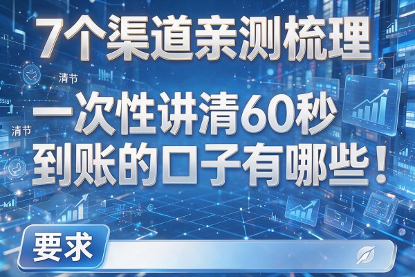 7个渠道亲测梳理,一次性讲清60秒到账的口子有哪些!