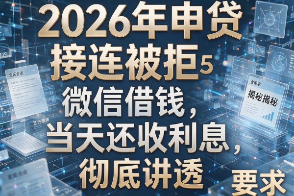 2026年申贷接连被拒揭秘5点微信借钱当天还收利息彻底讲透!