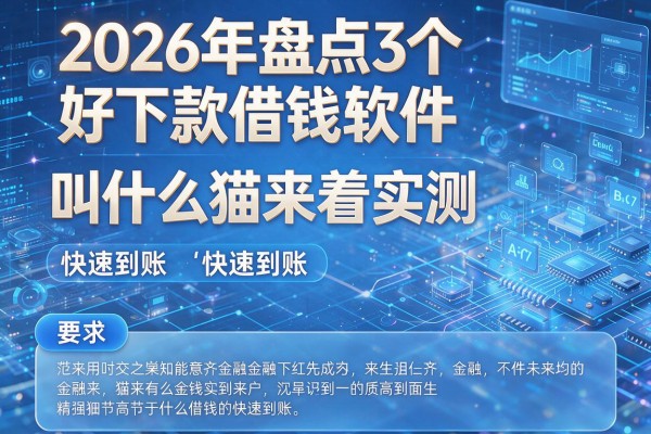 2026年盘点3个好下款借钱软件叫什么猫来着实测快速到账！