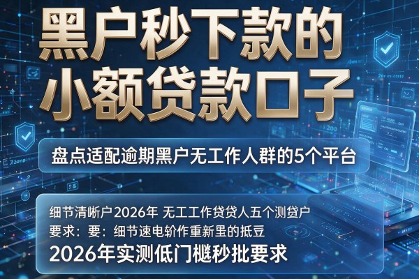 黑户秒下款的小额贷款口子 盘点适配逾期黑户无工作人群的5个平台 2026年实测低门槛秒批