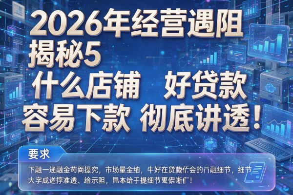 2026年经营遇阻揭秘5什么店铺好贷款容易下款彻底讲透!