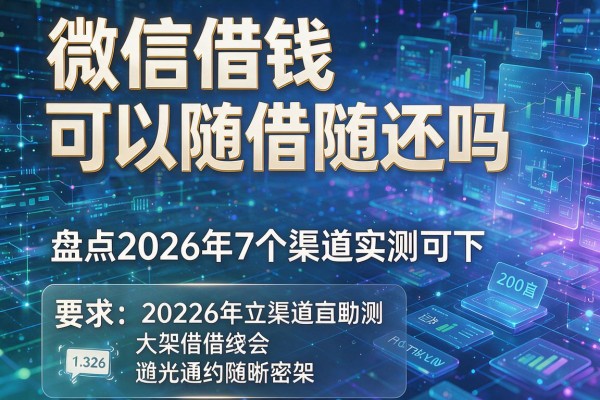 微信借钱可以随借随还吗 盘点2026年7个渠道实测可下!