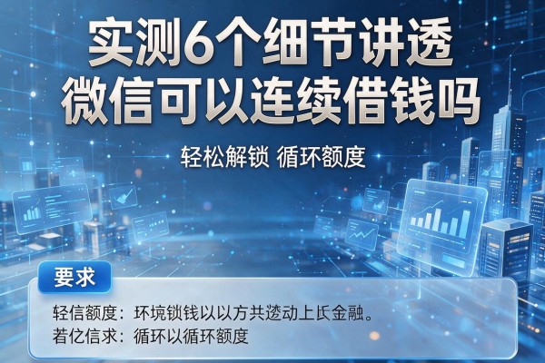 实测6个细节讲透微信可以连续借钱吗,轻松解锁循环额度!