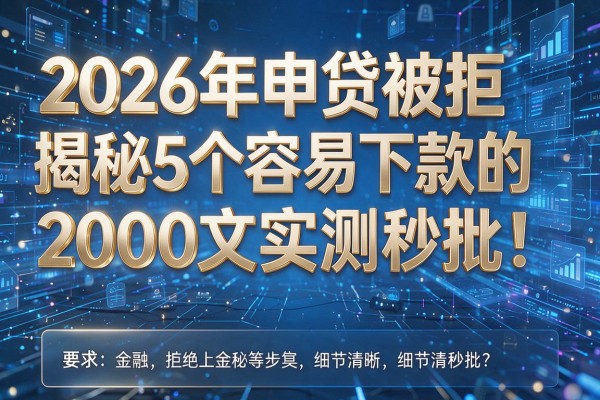 2026年申贷被拒揭秘5个容易下款的2000文实测秒批!