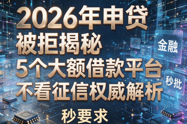 2026年申贷被拒揭秘5个大额借款平台不看征信权威解析秒批!