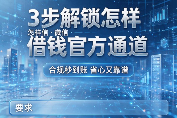 3步解锁怎样微信借钱官方通道,合规秒到账省心又靠谱!