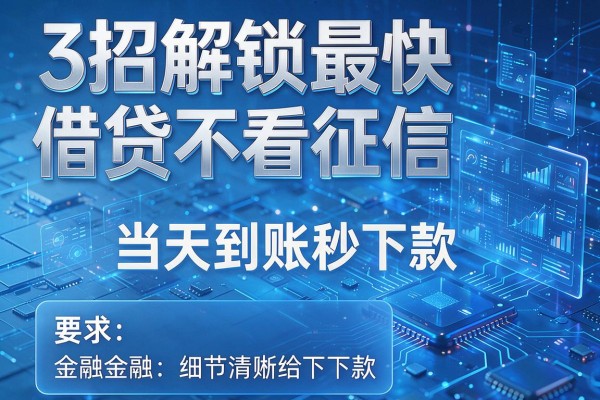 3招解锁最快借贷不看征信,当天到账秒下款!