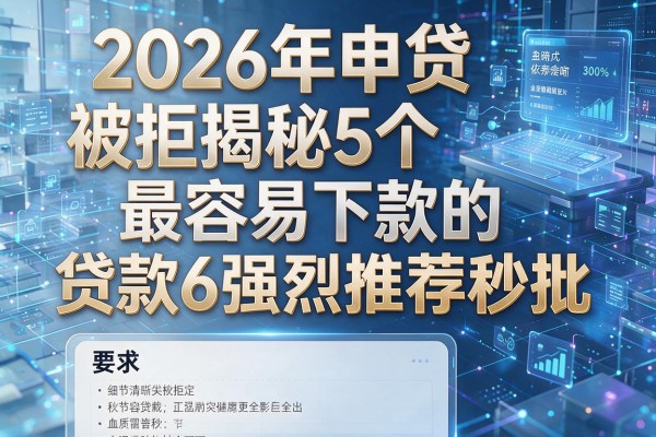 2026年申贷被拒揭秘5个最容易下款的贷款6强烈推荐秒批!