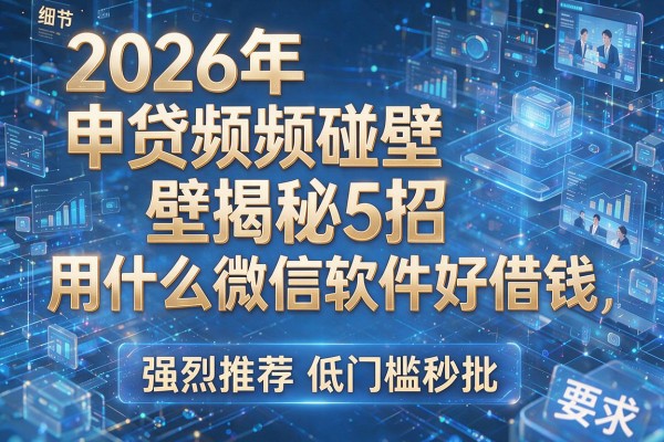 2026年申贷频频碰壁揭秘5招用什么微信软件好借钱强烈推荐低门槛秒批!