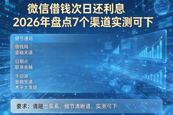 微信借钱次日还利息2026年盘点7个渠道实测可下!